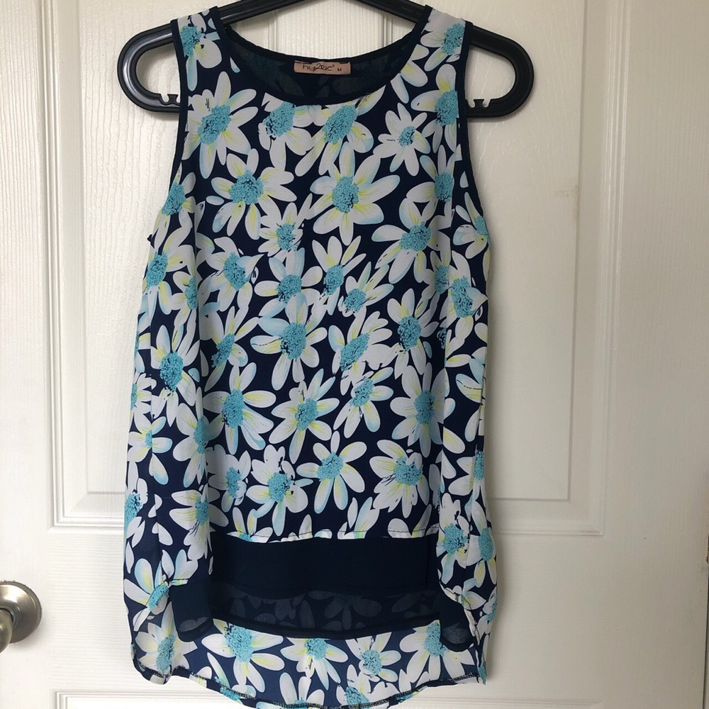 blue floral top